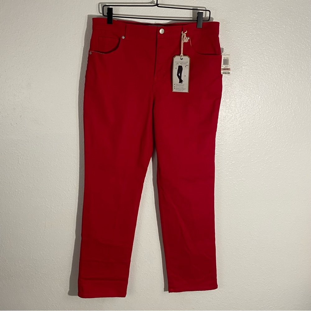 NEW Charter Club Red Classic Narrow Leg Tummy Slimming Jeans Women’s Size 12P